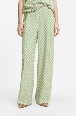 Relaxed-fit trousers with all-over print, Light Green