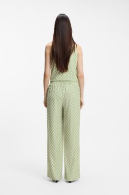 Relaxed-fit trousers with all-over print, Light Green