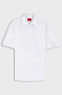 Relaxed-Fit Bluse aus Baumwoll-Popeline, Wei&szlig;