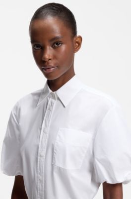 Relaxed-Fit Bluse aus Baumwoll-Popeline, Wei&szlig;