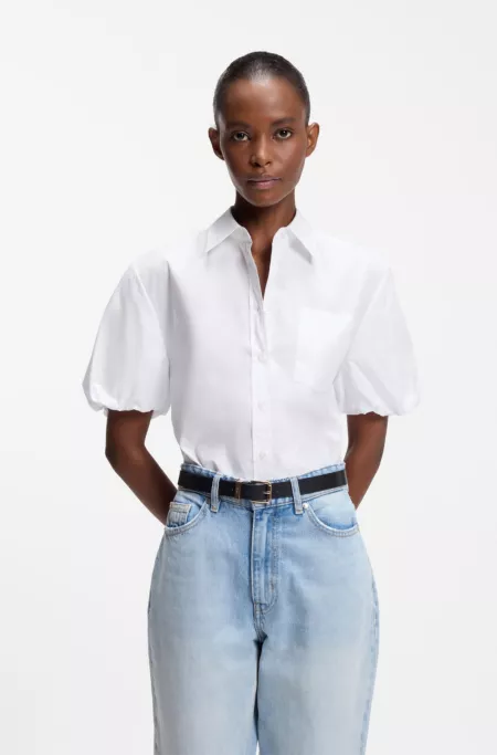 Relaxed-fit blouse in cotton poplin