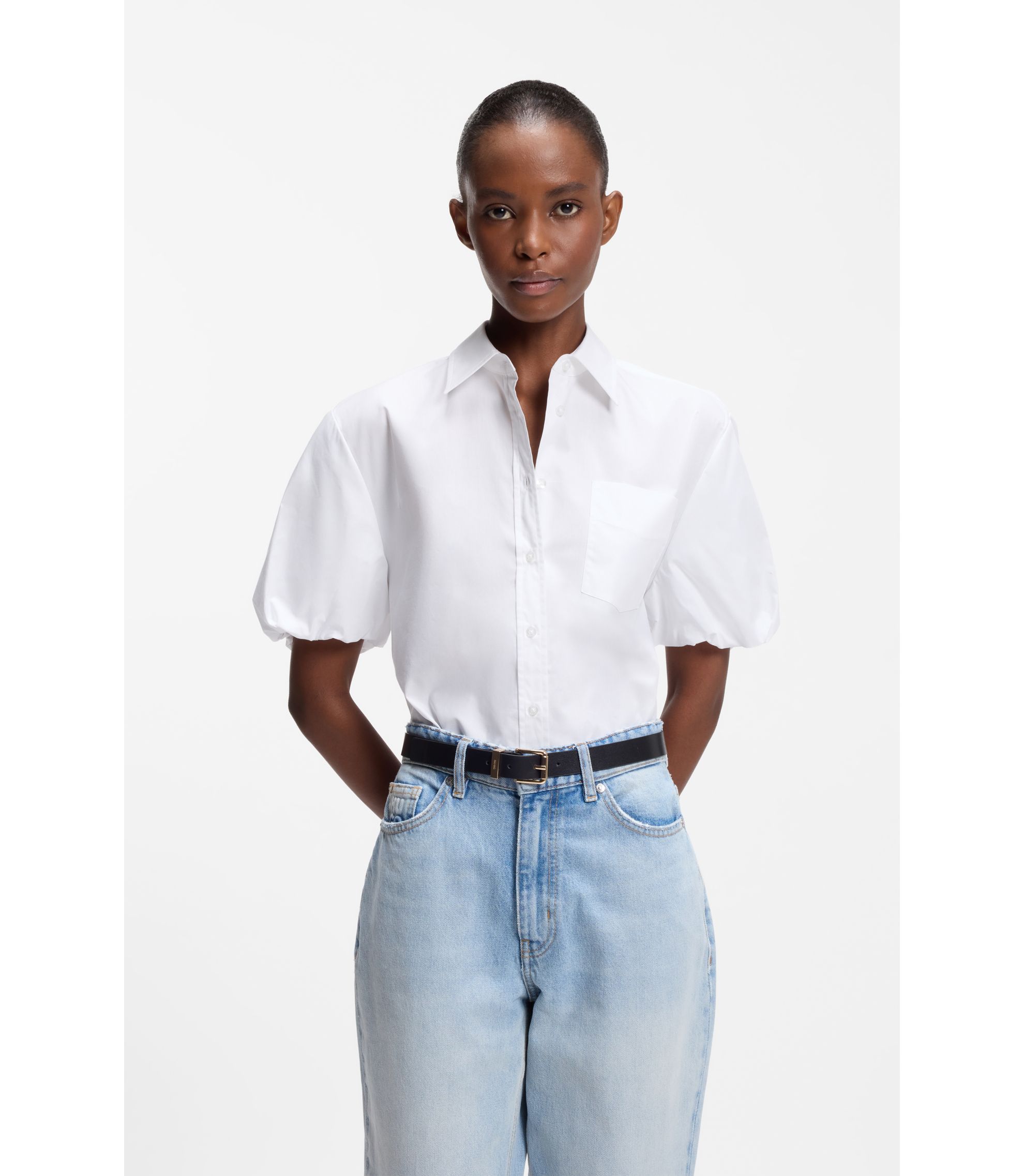 Relaxed-Fit Bluse aus Baumwoll-Popeline