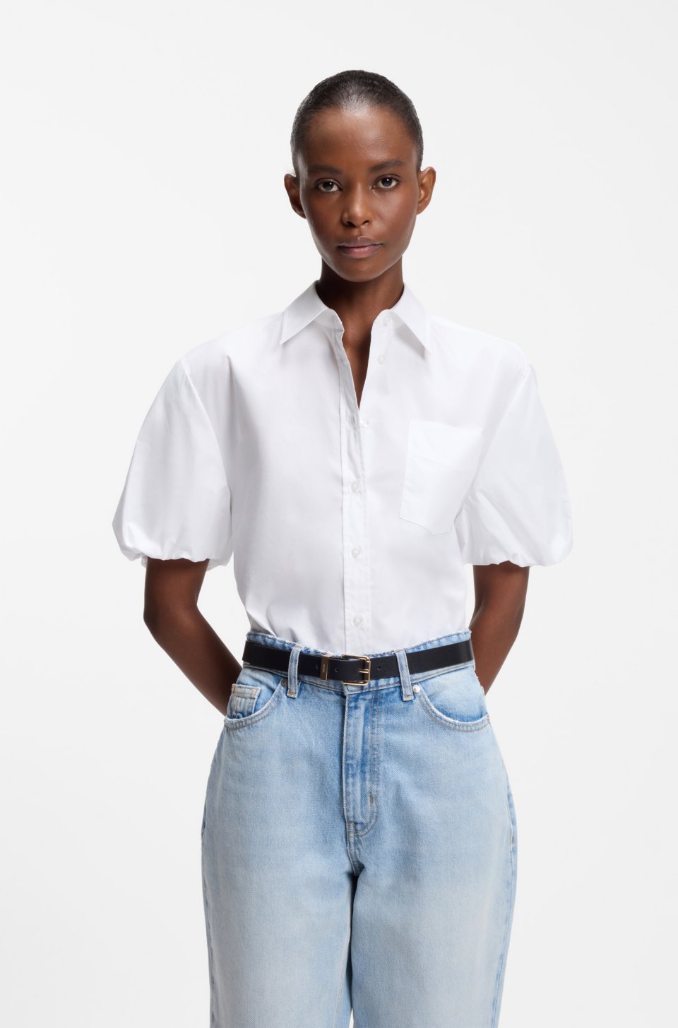 Relaxed-fit blouse in cotton poplin