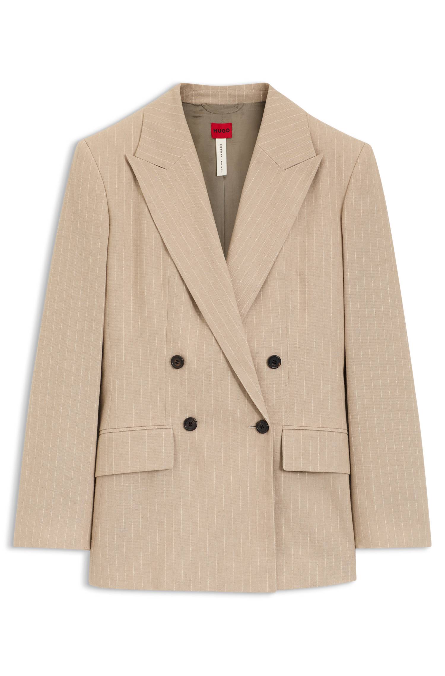 Hugo Regular-fit blazer in a pinstripe cotton blend dam – bild 4