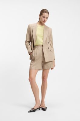 Regular-fit blazer in a pinstripe cotton blend, Patterned