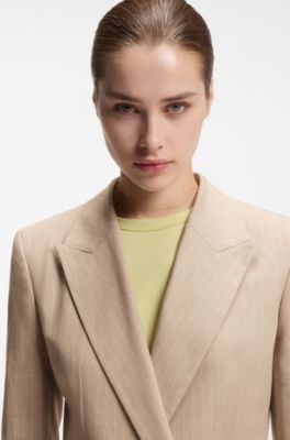 Regular-fit blazer in a pinstripe cotton blend, Patterned