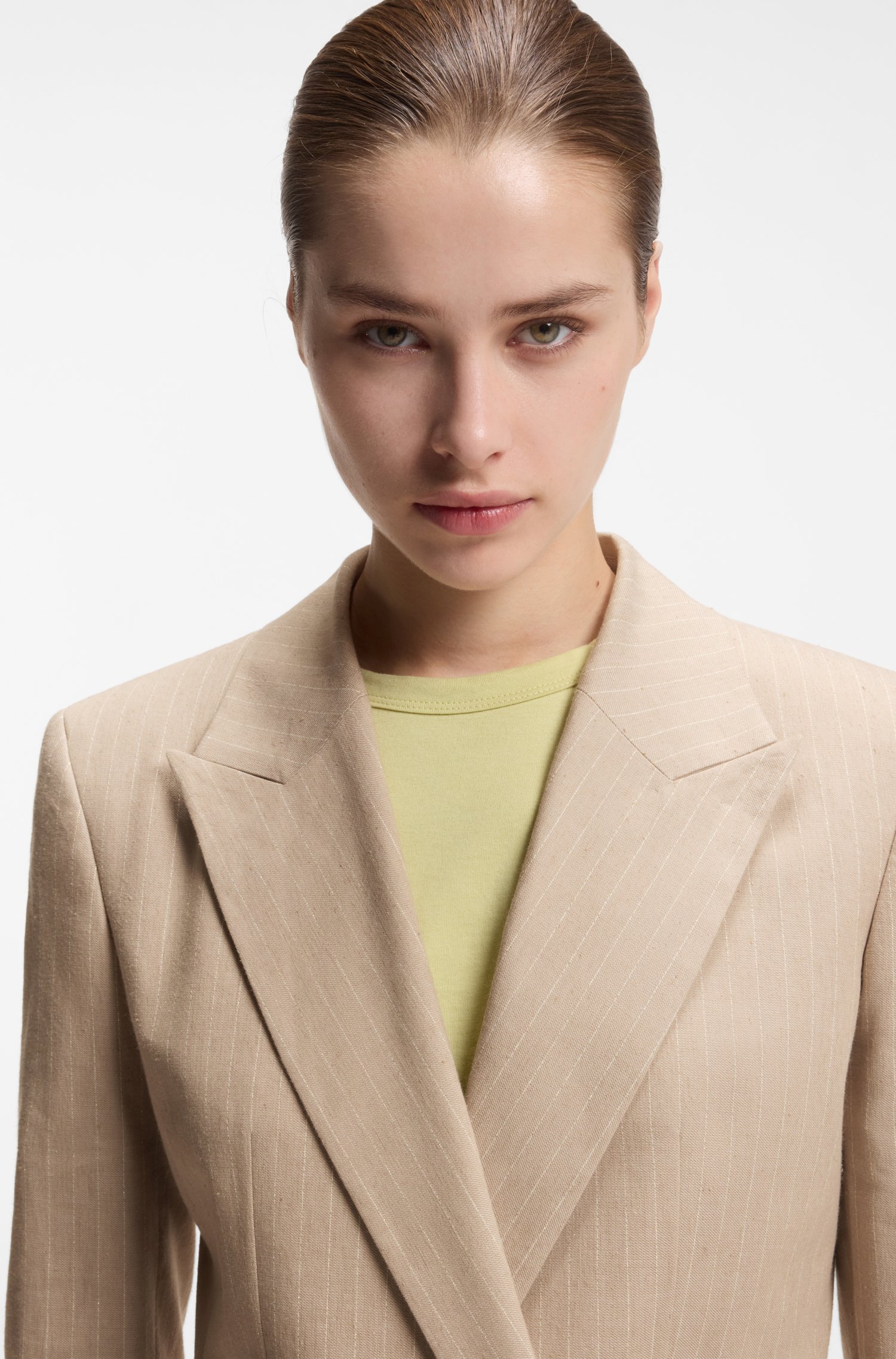 Hugo Regular-fit blazer in a pinstripe cotton blend dam – bild 3