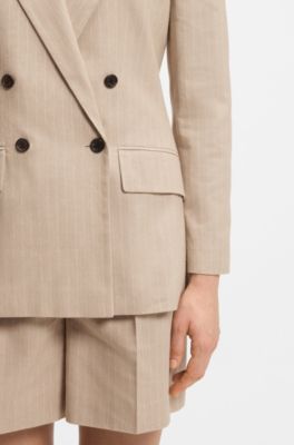 Regular-fit blazer in a pinstripe cotton blend, Patterned