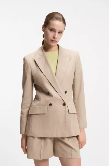 Regular-fit blazer in a pinstripe cotton blend