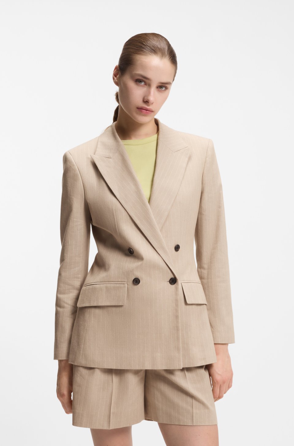 Regular-fit blazer in a pinstripe cotton blend
