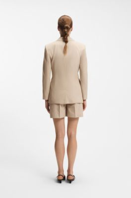 Regular-fit blazer in a pinstripe cotton blend, Patterned