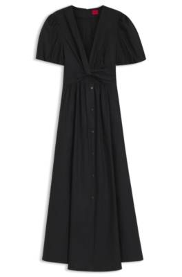Maxi dress in cotton with twist front 1