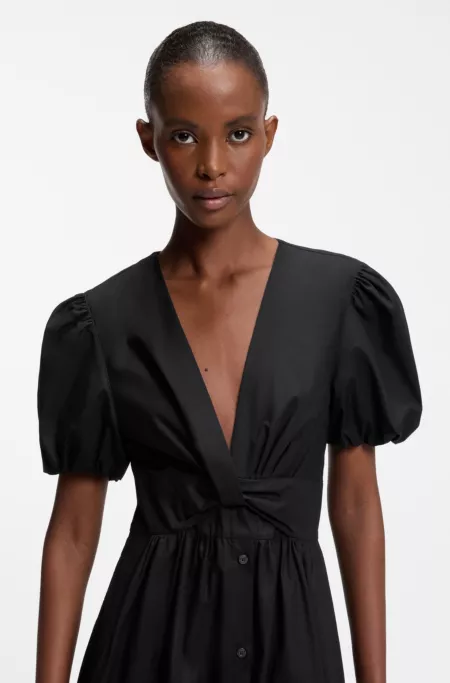 Maxi dress in cotton with twist front