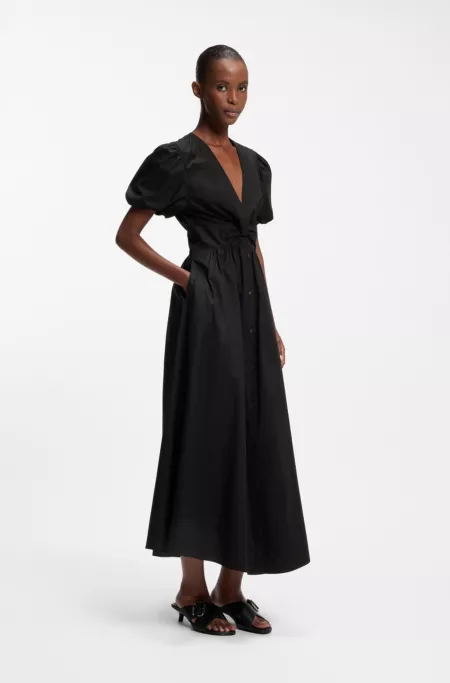 Maxi dress in cotton with twist front