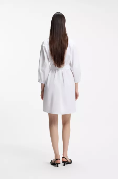 Robe-chemise en popeline de coton avec ceinture à boucle