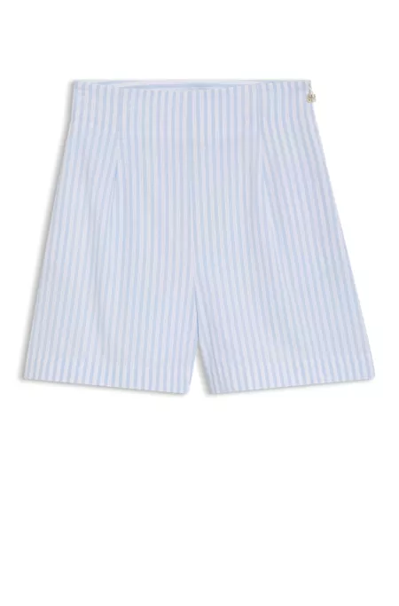 Cotton-poplin shorts with vertical stripes