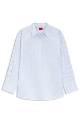 Hugo Oversized-fit blouse in striped cotton poplin blusar dam – bild 4