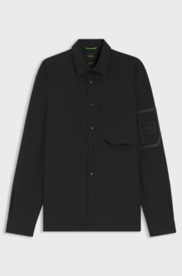 Relaxed-fit overshirt with water-repellent finish, Black