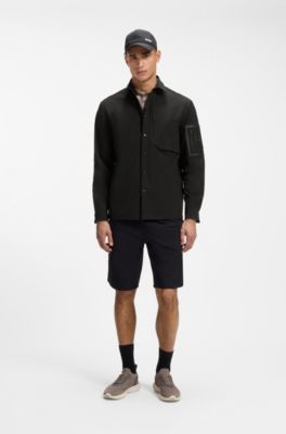 Relaxed-fit overshirt with water-repellent finish, Black