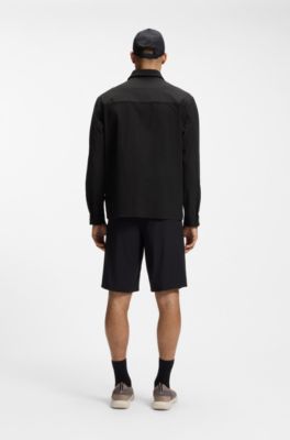 Relaxed-fit overshirt with water-repellent finish, Black