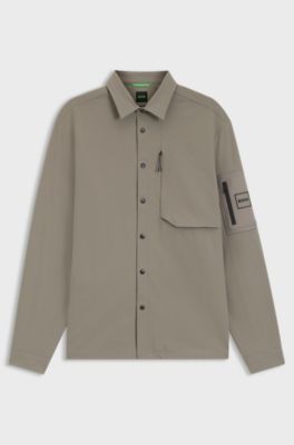 Relaxed-fit overshirt with water-repellent finish, Light Green