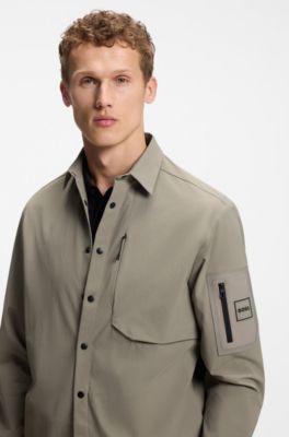 Relaxed-fit overshirt with water-repellent finish, Light Green