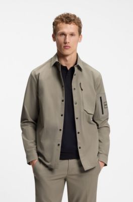 Relaxed-fit overshirt with water-repellent finish, Light Green
