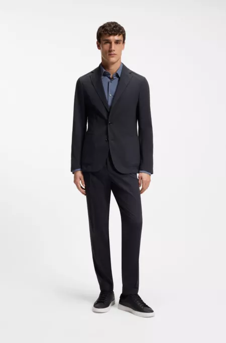 Packable slim-fit trousers in a washable wool blend