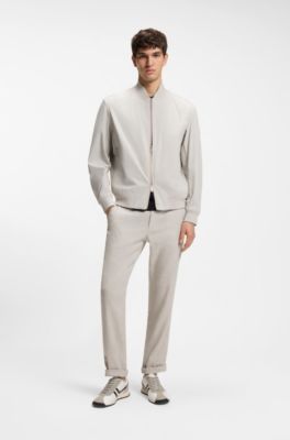 Linen-blend trousers with logo detail, Light Grey