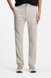 Linen-blend trousers with logo detail, Light Grey
