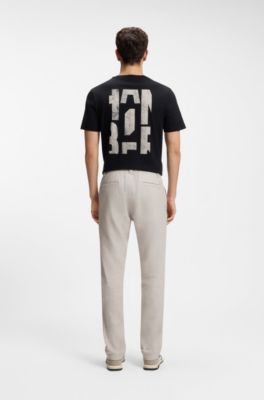 Pantalon en lin m&eacute;lang&eacute; avec logo, Gris chin&eacute;