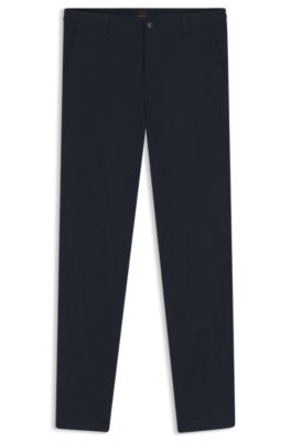 Linen-blend trousers with logo detail, Dark Blue