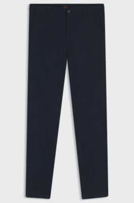 Pantaloni in misto lino con dettaglio logo, Blu scuro