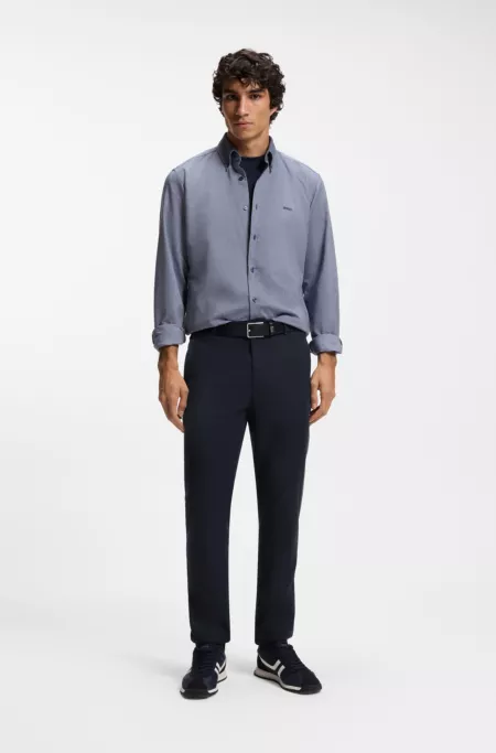 Hose aus Leinen-Mix mit Logo-Detail