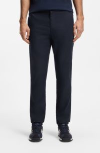 Linen-blend trousers with logo detail, Dark Blue