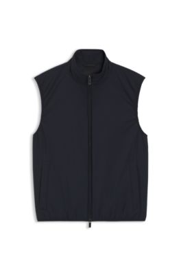 Water-repellent gilet with knitted trims, Dark Blue
