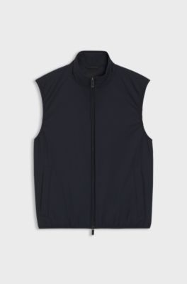 Gilet idrorepellente con rifiniture in maglia, Blu scuro