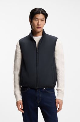 Water-repellent gilet with knitted trims, Dark Blue