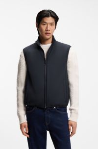Water-repellent gilet with knitted trims, Dark Blue