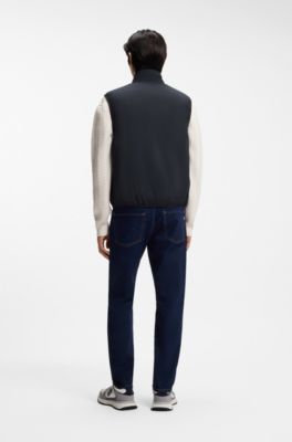 Water-repellent gilet with knitted trims, Dark Blue