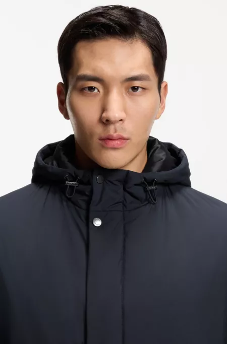 Water-repellent hooded coat with padding