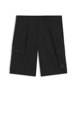 HUGO x RB stretch-cotton shorts with bull motif, Black