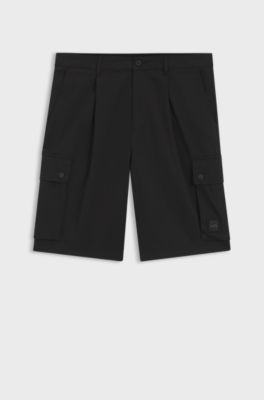 HUGO x RB stretch-cotton shorts with bull motif, Black