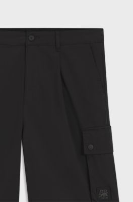 HUGO x RB stretch-cotton shorts with bull motif, Black