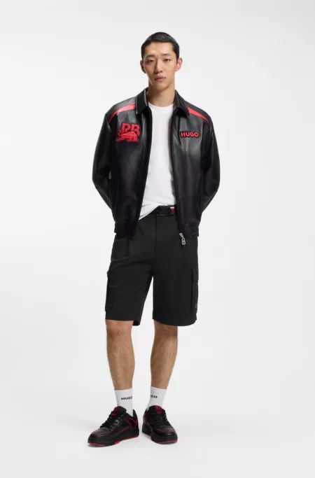 HUGO x RB stretch-cotton shorts with bull motif