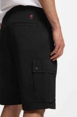 HUGO x RB stretch-cotton shorts with bull motif, Black