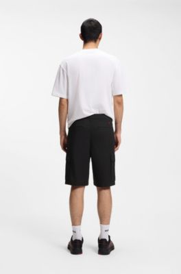 HUGO x RB stretch-cotton shorts with bull motif, Black