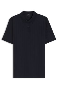 Mercerised-cotton polo shirt with vertical stripes
