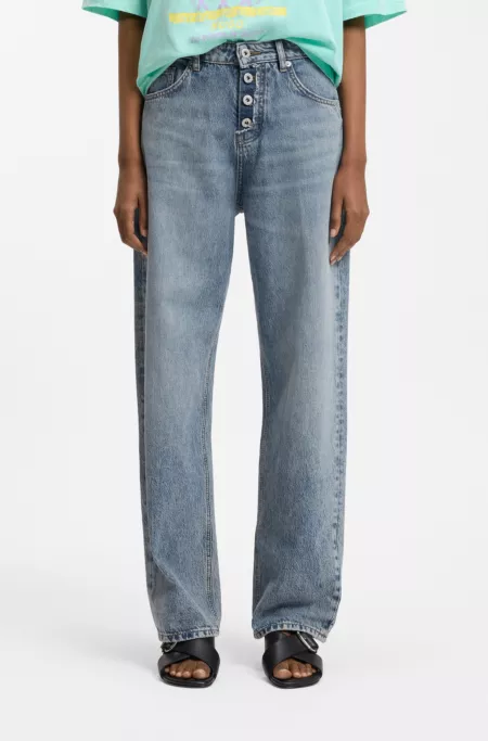 Loose-fit jeans in blue denim with exposed fly