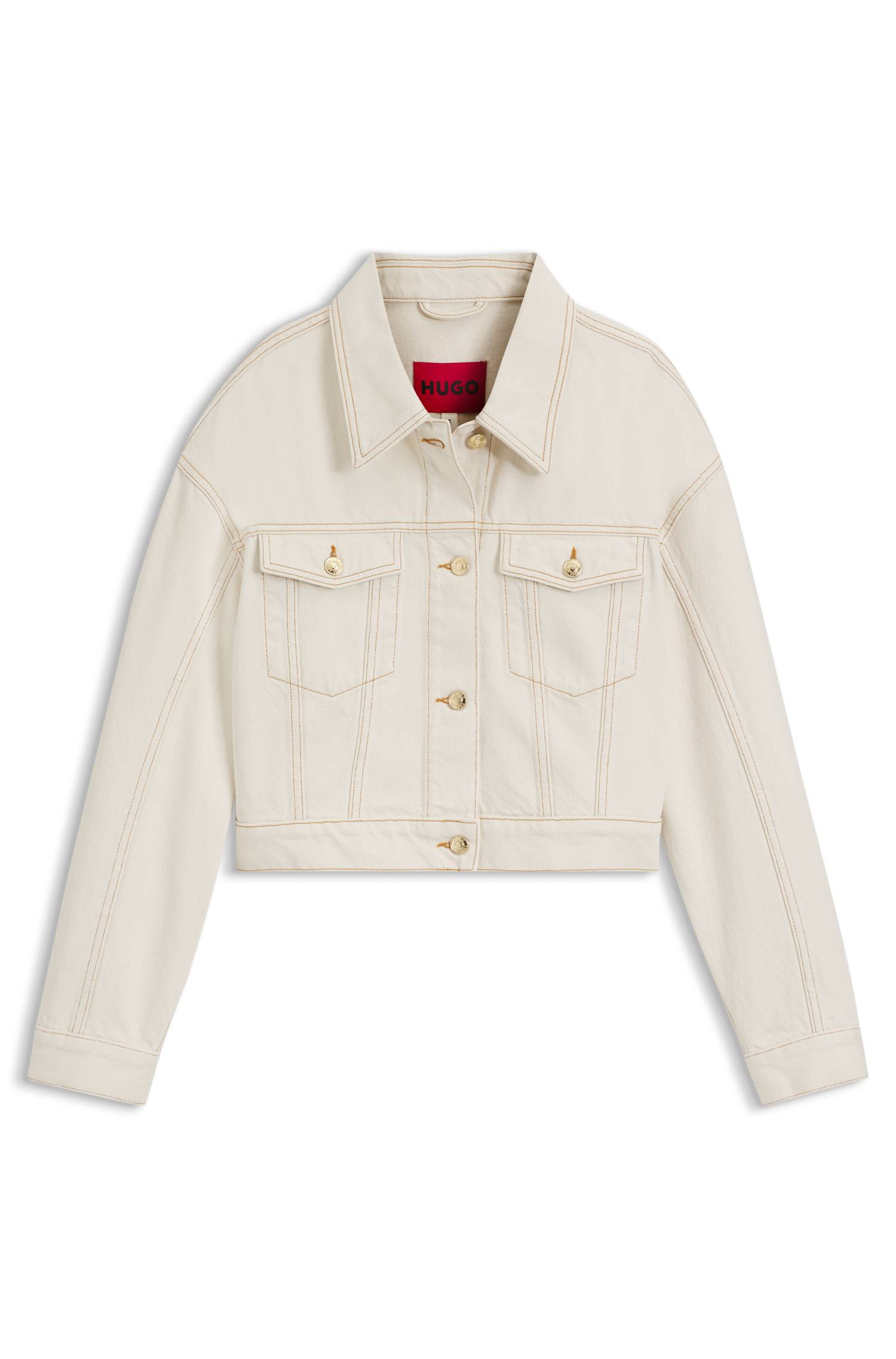 Hugo Relaxed-fit jacket in washed ecru denim jackor dam – bild 4